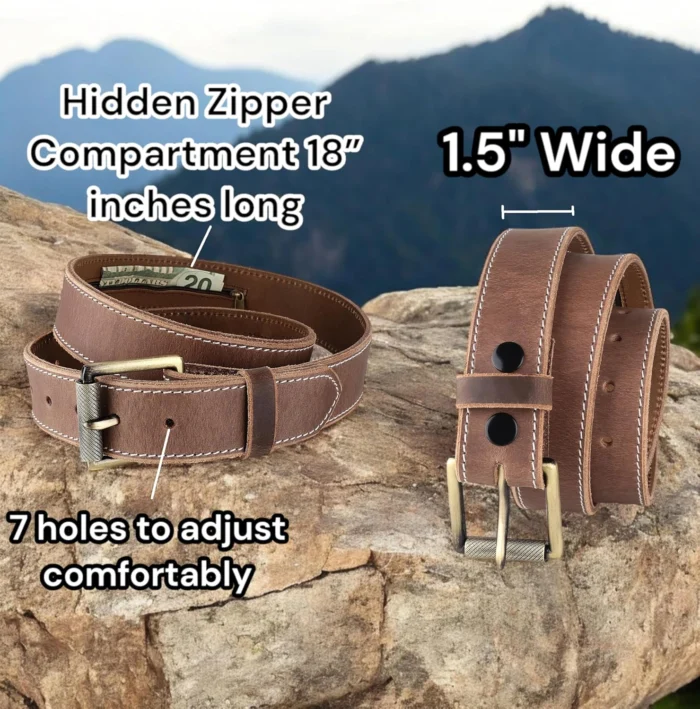 Men's Classic Full Gra Leather Belt with Hidden Pocket 4 Men8217S Classic Full Gra Leather Belt