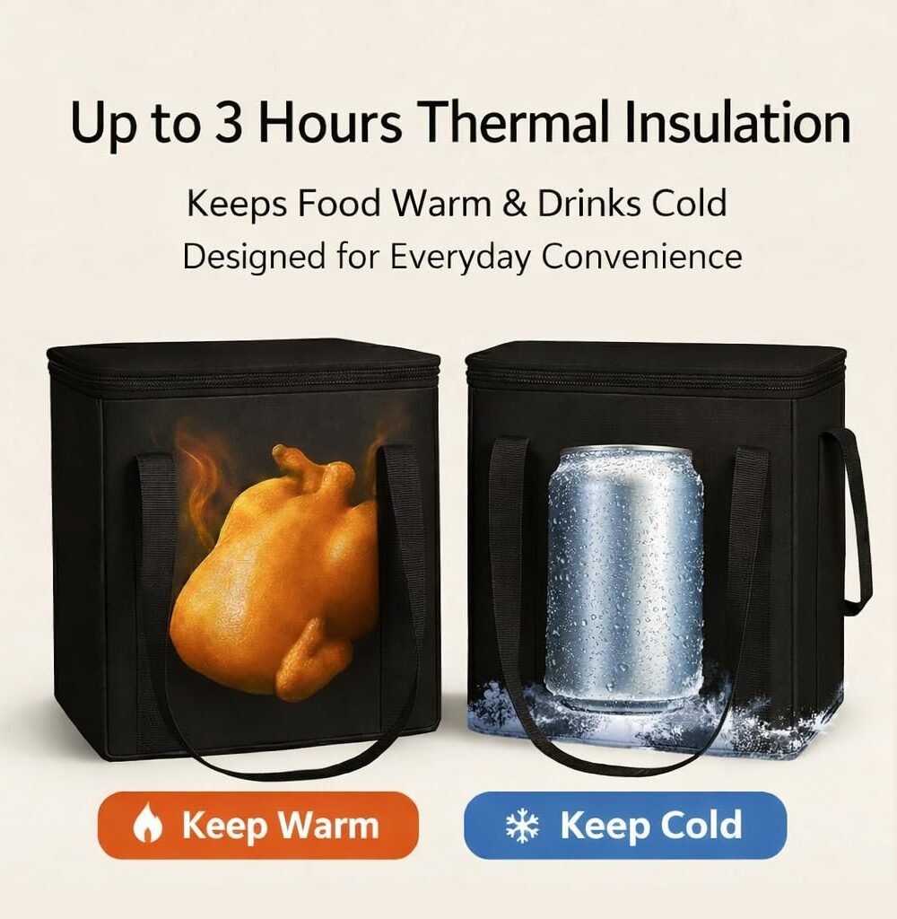 Xl Insulated Reusable Grocery Bags - Black - Image 2