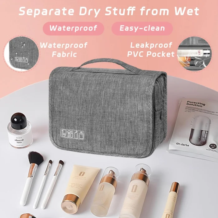 Waterproof avel iletry Bag with Hook - Grey 5 Waterproof Avel Iletry Bag With Hook